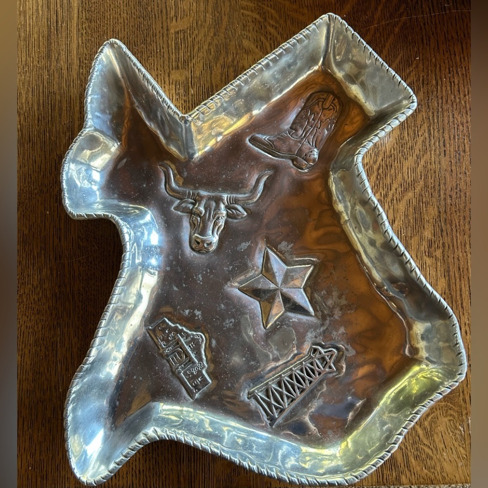 Arthur Court Lone Star State Of Texas Chip Tray Aluminum Party Southwest